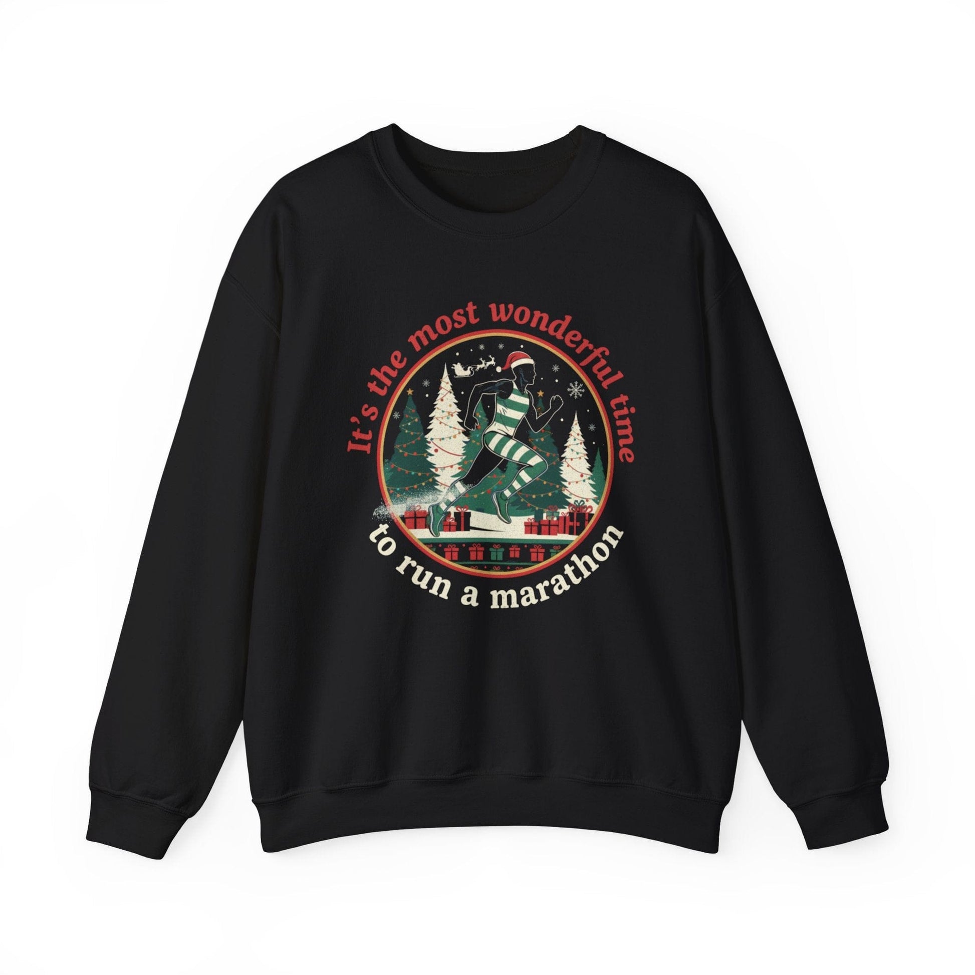 Printify Sweatshirt Black / S Wonderful Time To Run A Marathon Sweatshirt