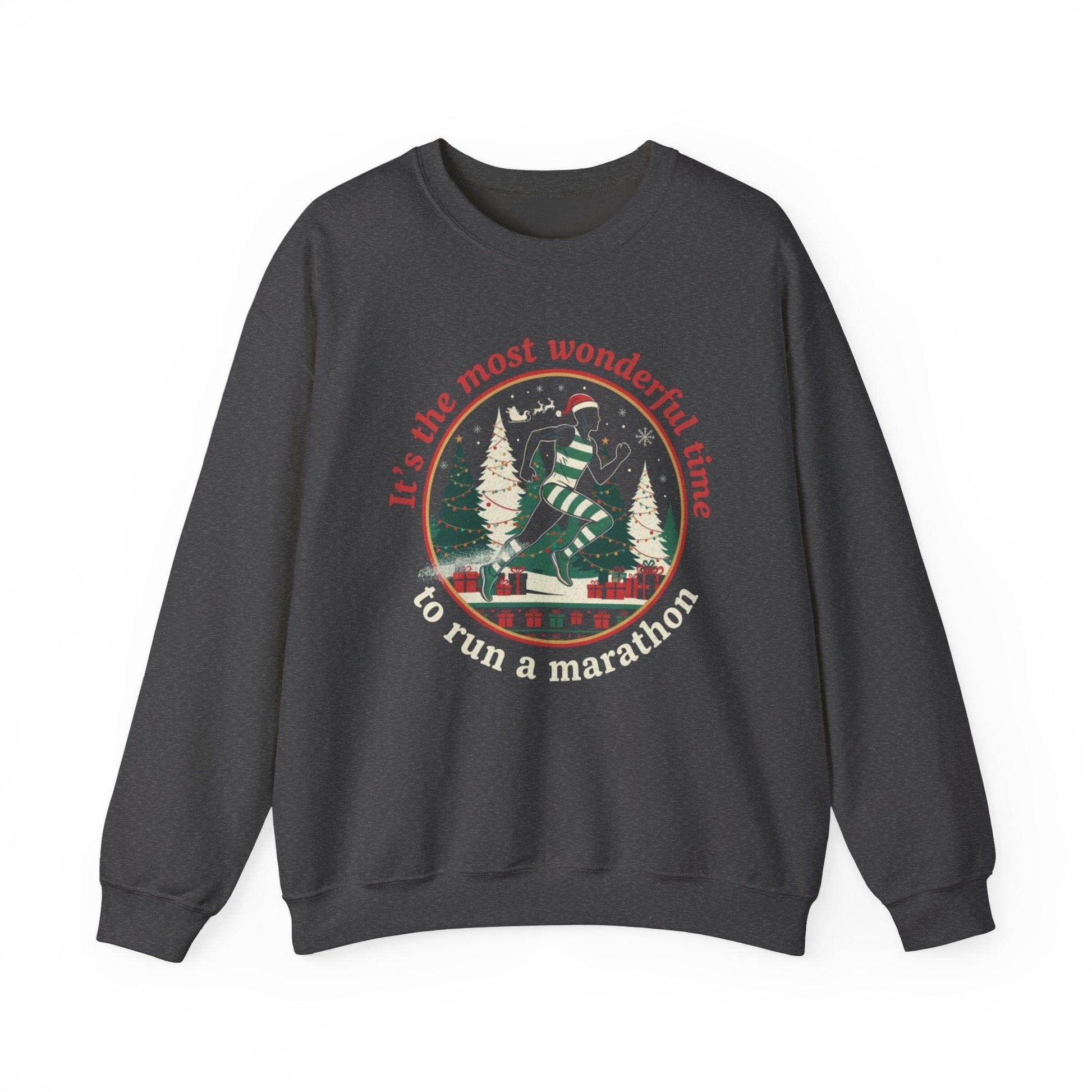 Printify Sweatshirt Dark Heather / S Wonderful Time To Run A Marathon Sweatshirt