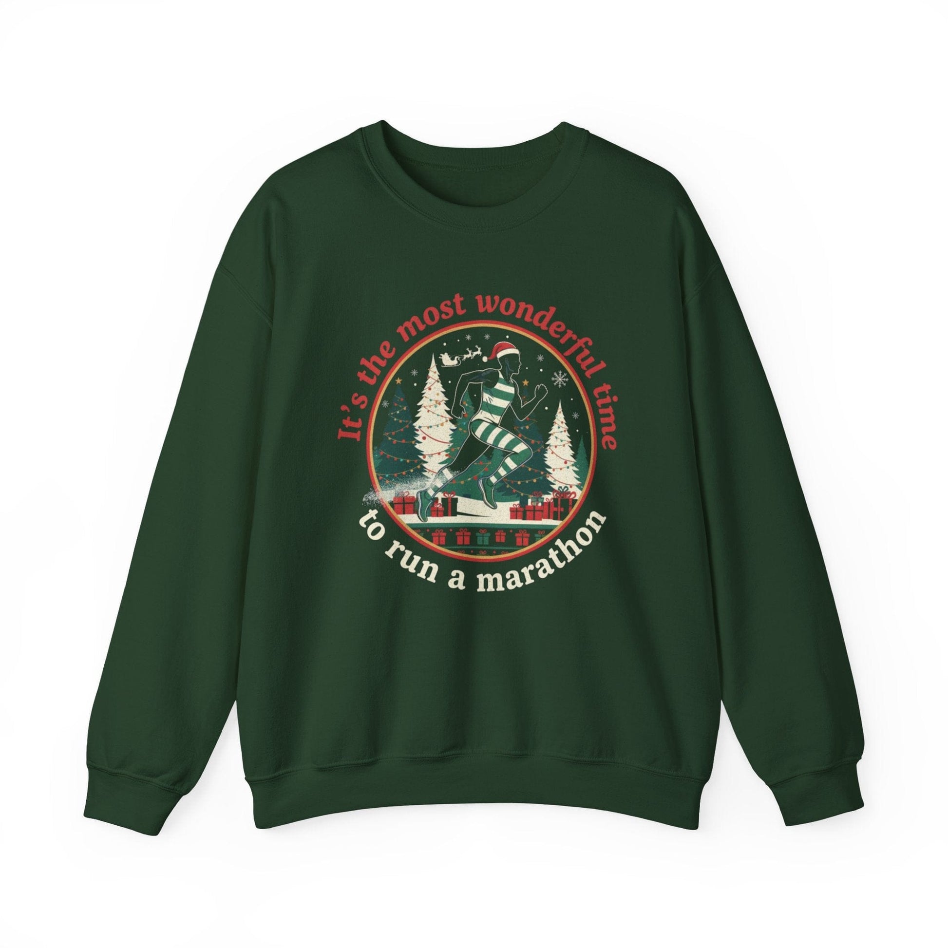 Printify Sweatshirt Forest Green / S Wonderful Time To Run A Marathon Sweatshirt