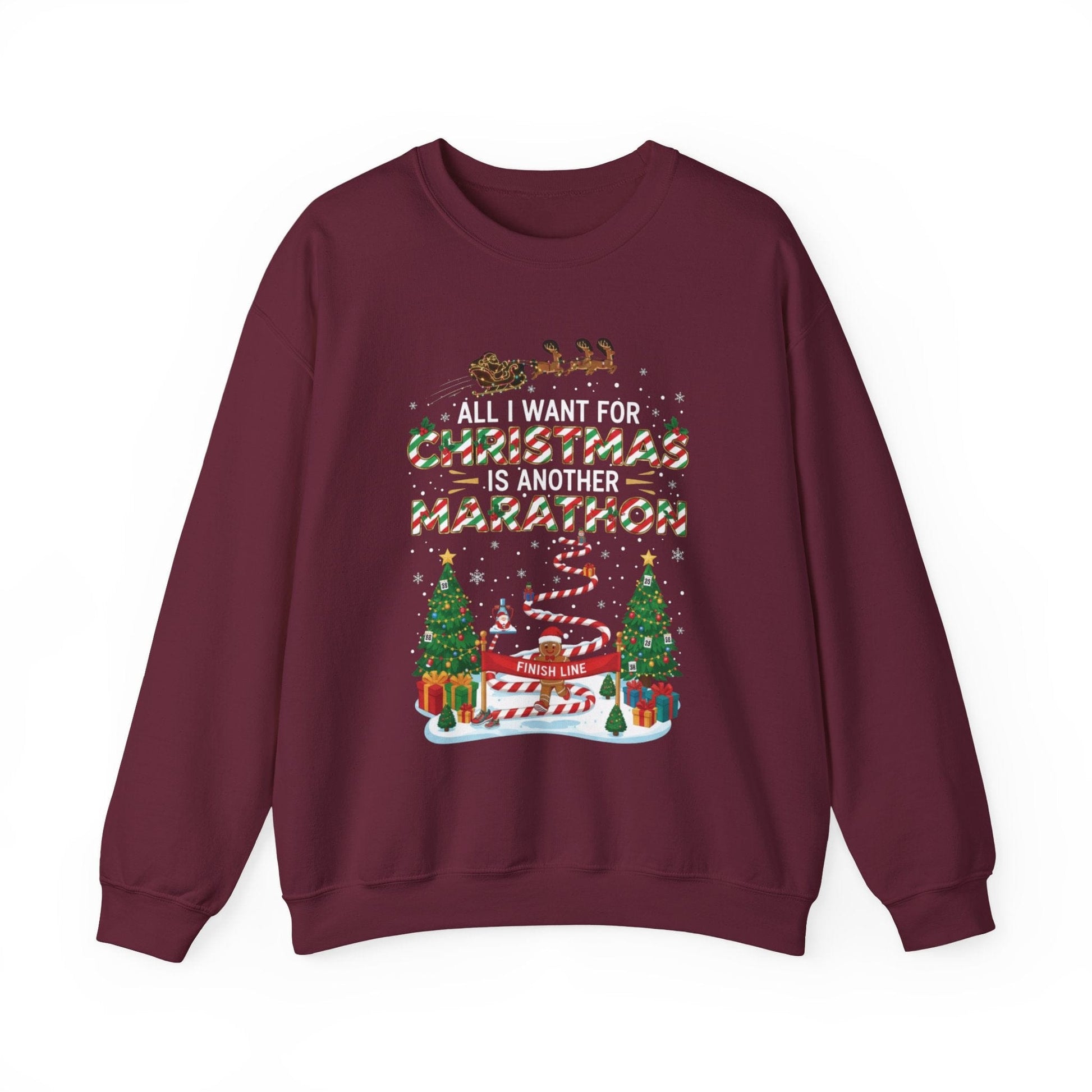 Printify Sweatshirt Maroon / S All I Want for Christmas is Another Marathon Sweatshirt