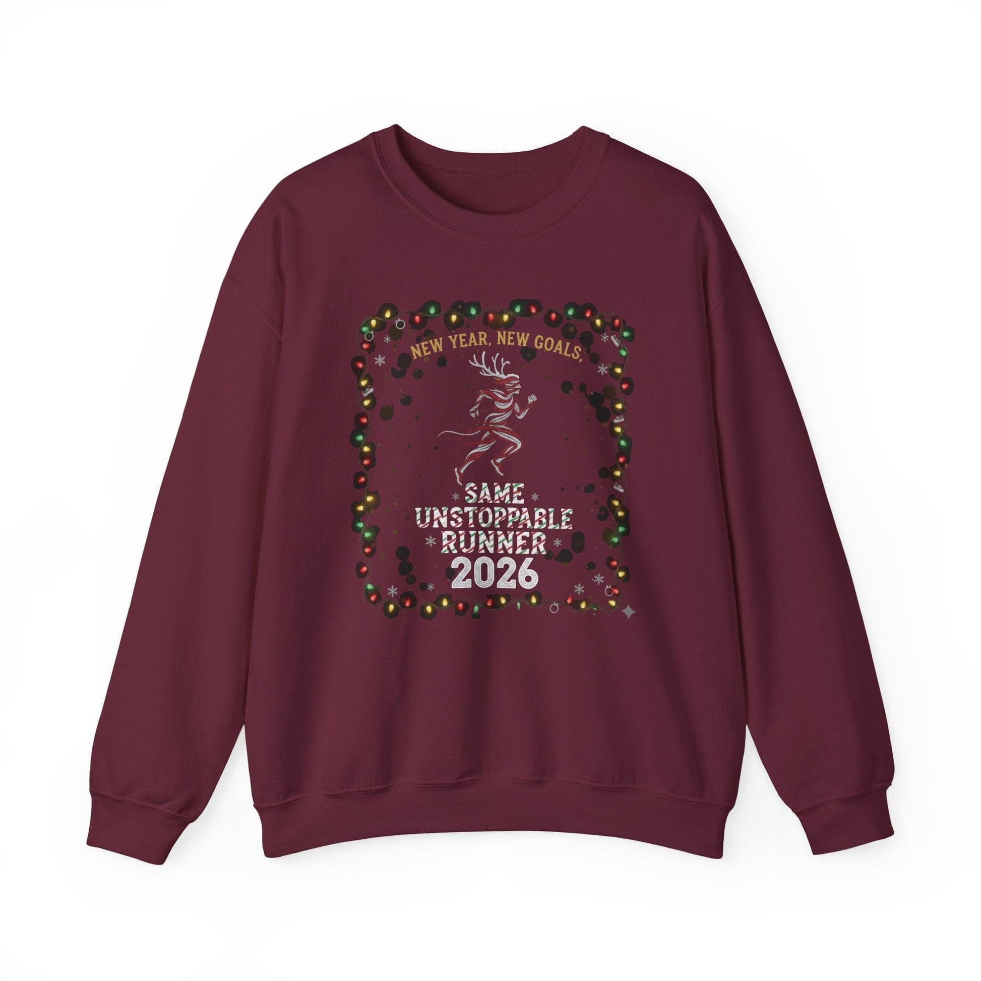 Printify Sweatshirt Maroon / S New Year But Same Unstoppable Runner Sweatshirt