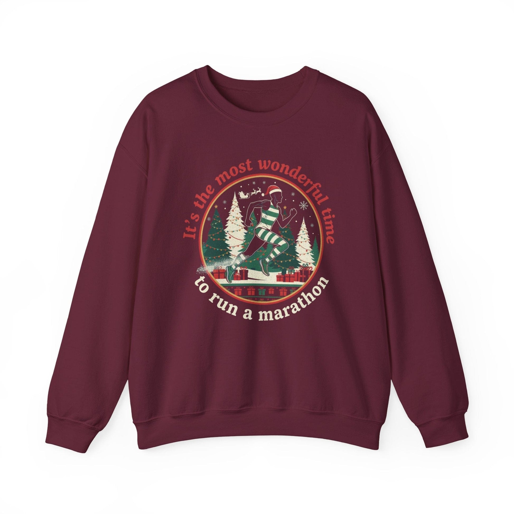 Printify Sweatshirt Maroon / S Wonderful Time To Run A Marathon Sweatshirt