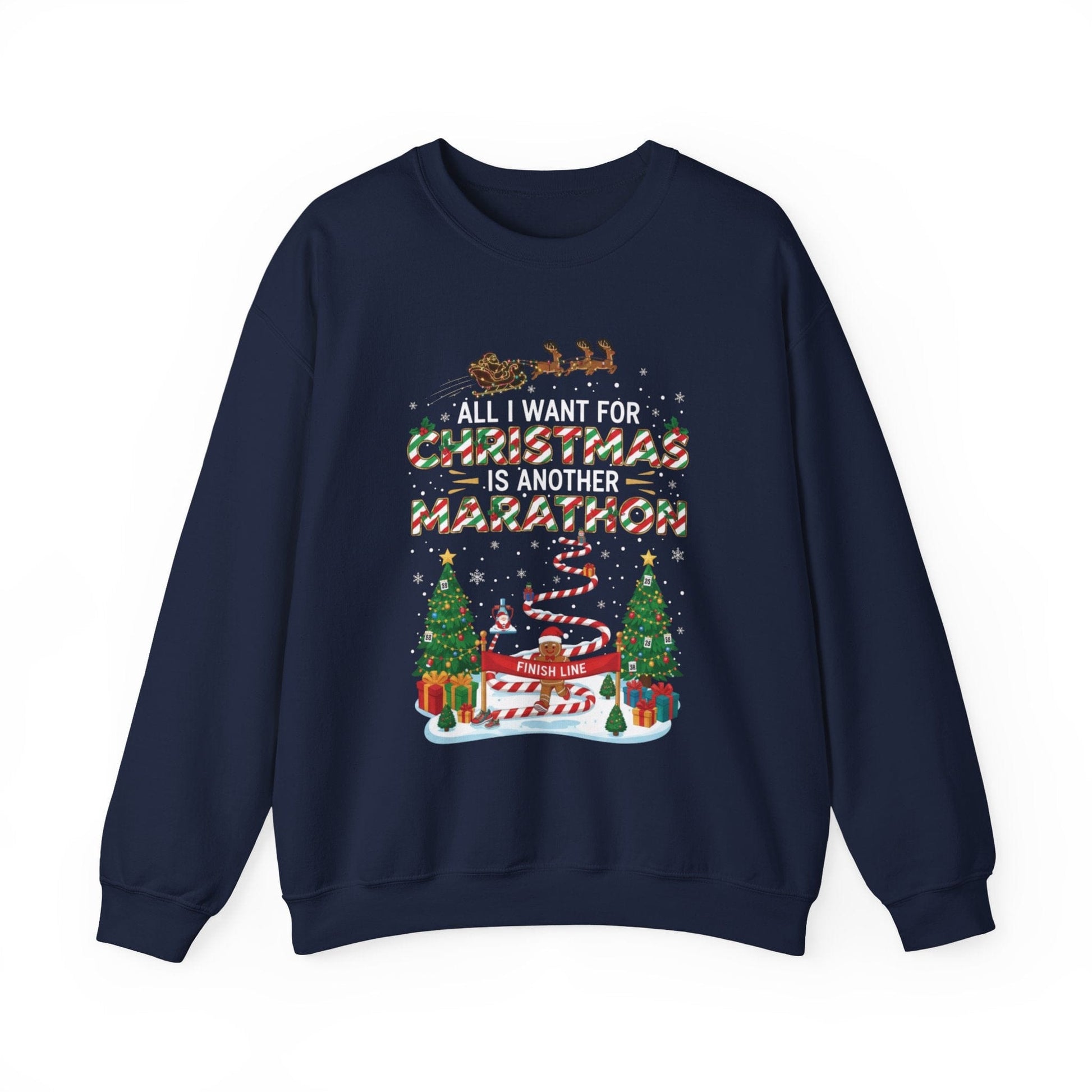Printify Sweatshirt Navy / S All I Want for Christmas is Another Marathon Sweatshirt