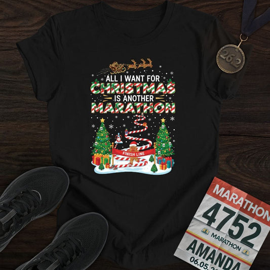 Printify T-Shirt Black / S Christmas Wish T-Shirt - 'All I Want for Christmas is Another Marathon'