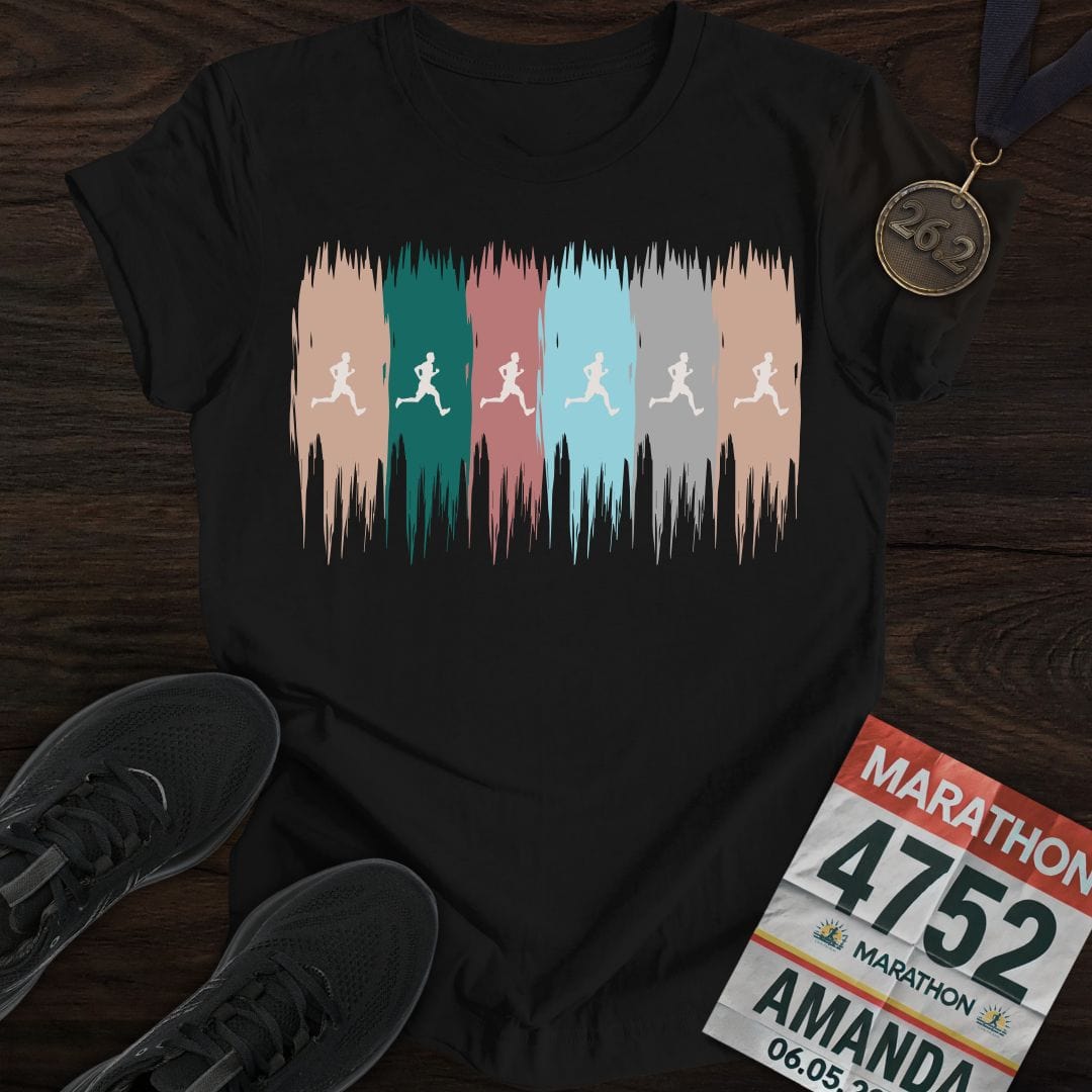 Printify T-Shirt Black / S Colorful Runner T-Shirt