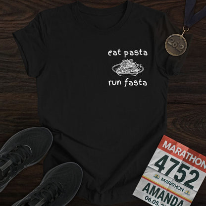 Printify T-Shirt Black / S Eat Pasta and Run Fasta