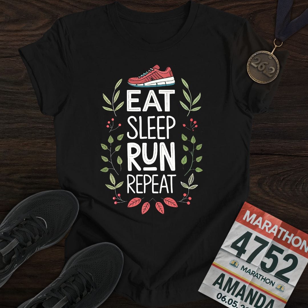 Printify T-Shirt Black / S Eat Sleep Run Repeat -2- T-shirt