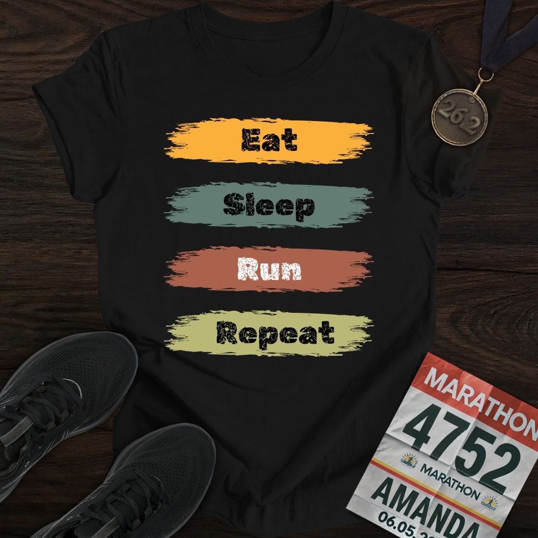 Printify T-Shirt Black / S Eat Sleep Run Repeat T-Shirt