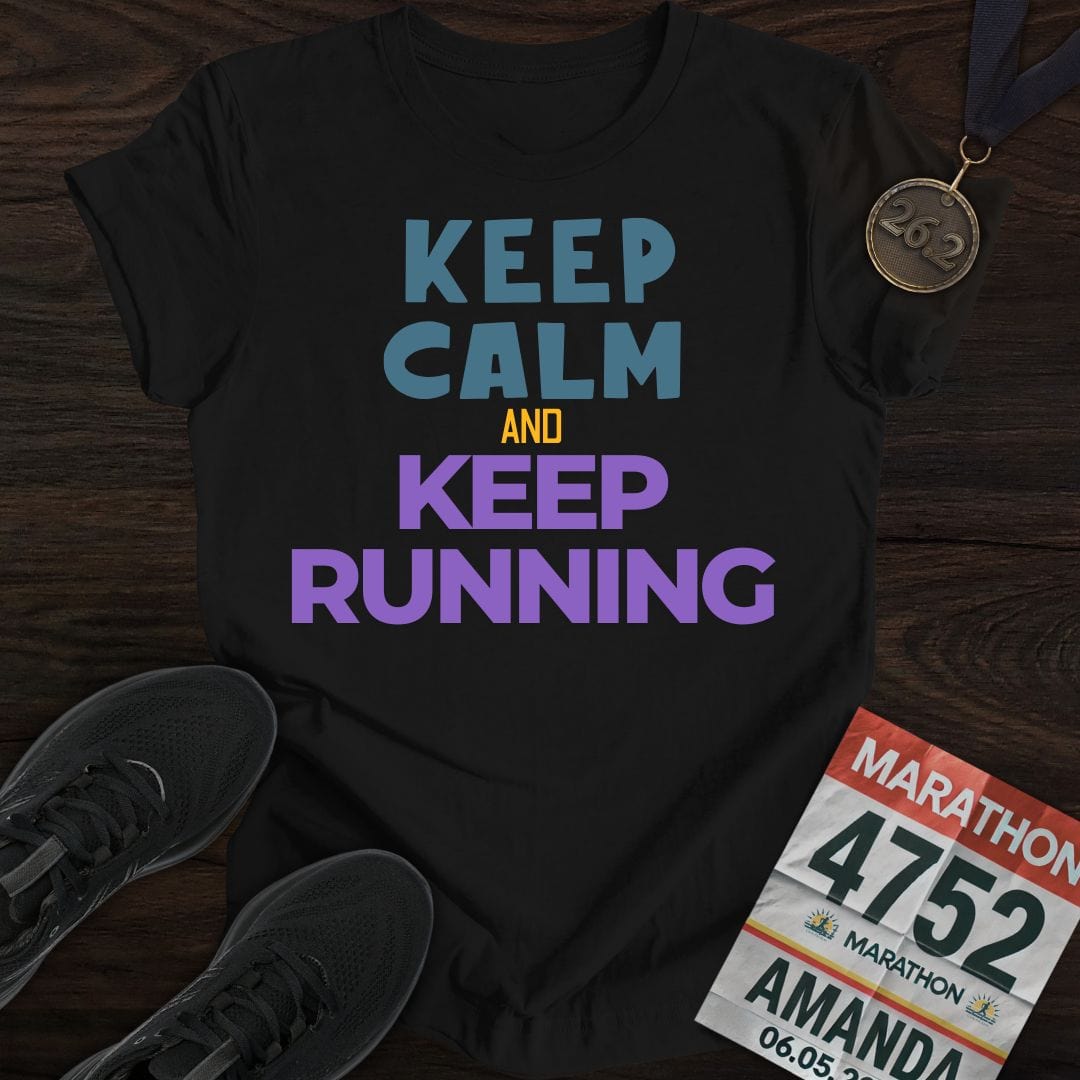 Printify T-Shirt Black / S Keep Calm And Keep Running T-shirt