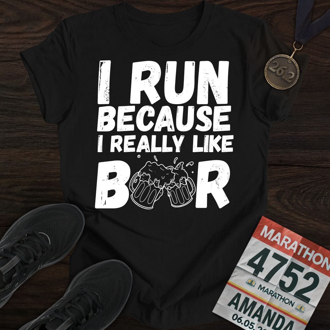 Printify T-Shirt Black / S Like Running Or Beer T-shirt