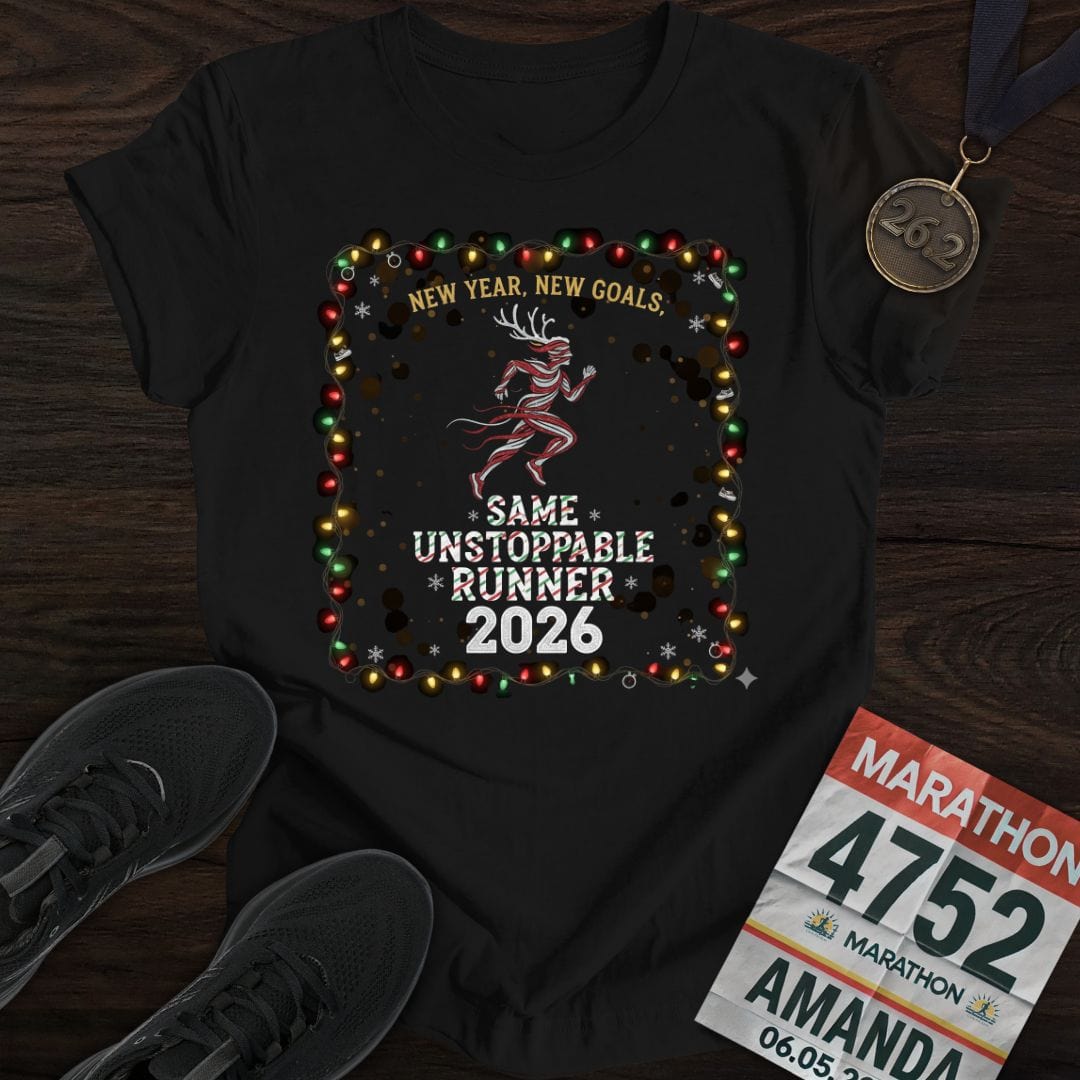Printify T-Shirt Black / S New Year But Same Unstoppable Runner T-Shirt