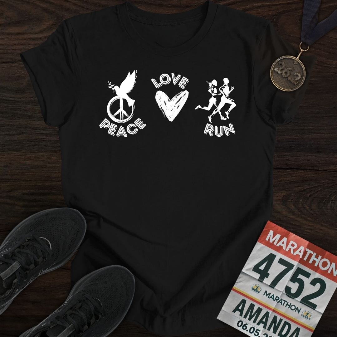 Printify T-Shirt Black / S Peace Love RUN