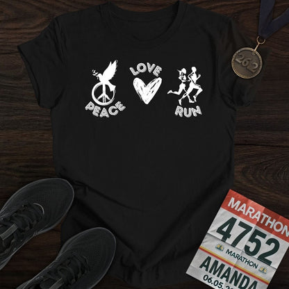 Printify T-Shirt Black / S Peace Love RUN