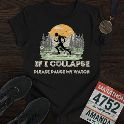 Printify T-Shirt Black / S Please Pause My Watch
