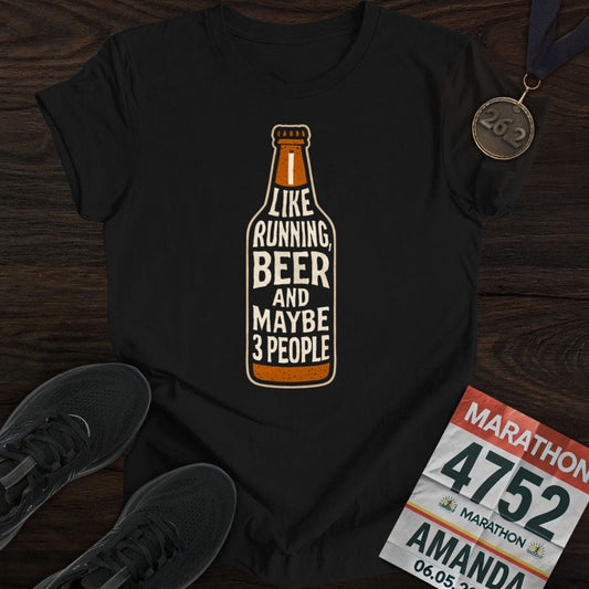 Printify T-Shirt Black / S Run And Beer T-Shirt