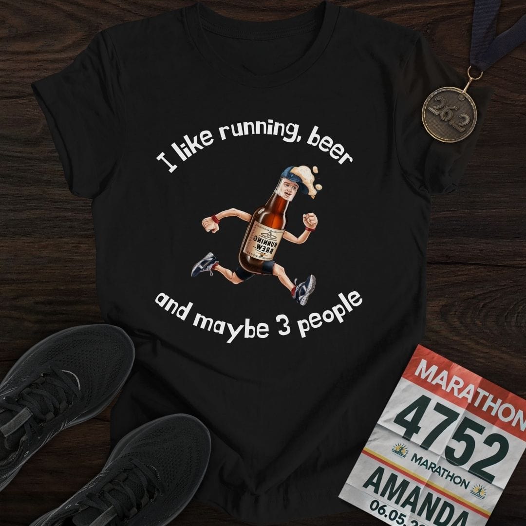 Printify T-Shirt Black / S Run And Beer T-Shirt