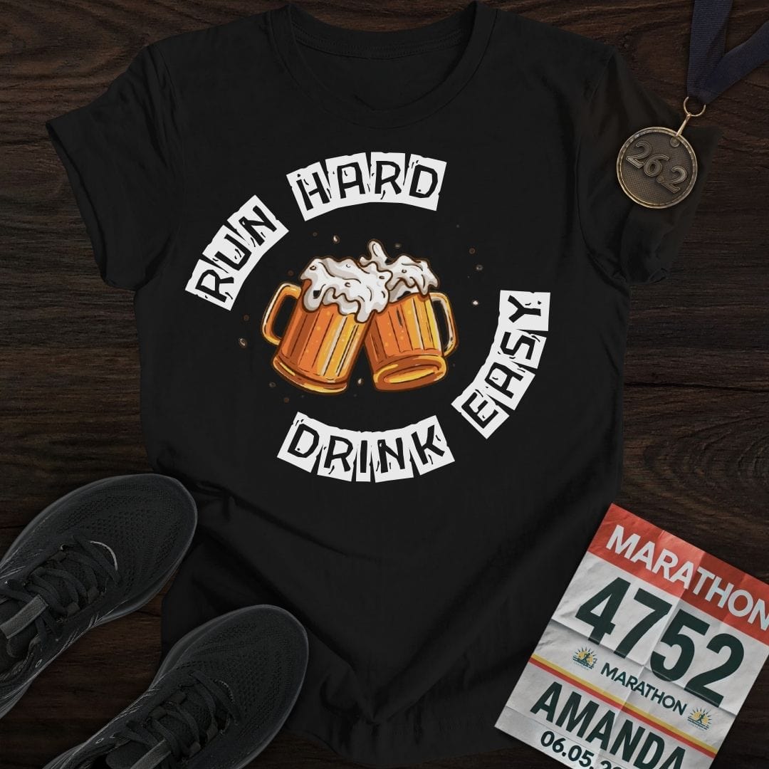 Printify T-Shirt Black / S Run Hard Drink Easy