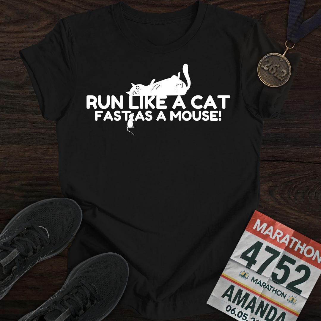 Printify T-Shirt Black / S Run Like A Cat T-shirt
