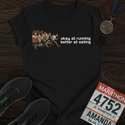 Printify T-Shirt Black / S Running And Eating Two T-Shirt