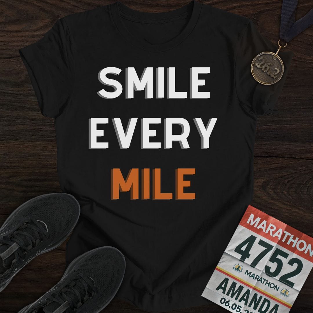 Printify T-Shirt Black / S Smile Every Mile T-Shirt