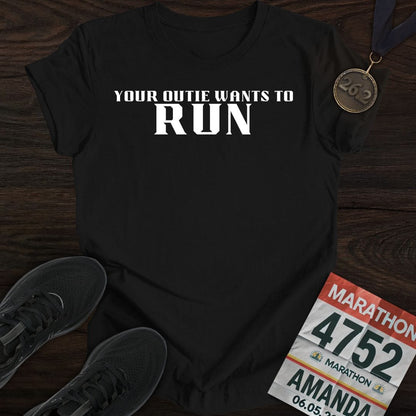 Printify T-Shirt Black / S Your Outie Wants to Run T-shirt