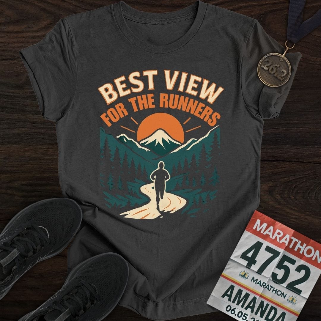 Printify T-Shirt Dark Heather / S Best View For The Runners T-Shirt