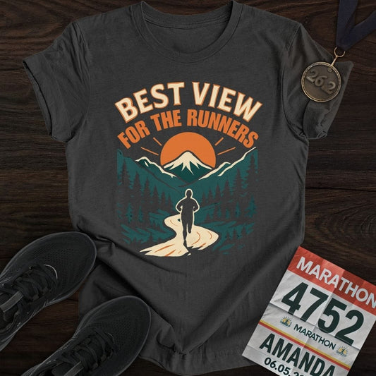 Printify T-Shirt Dark Heather / S Best View For The Runners T-Shirt