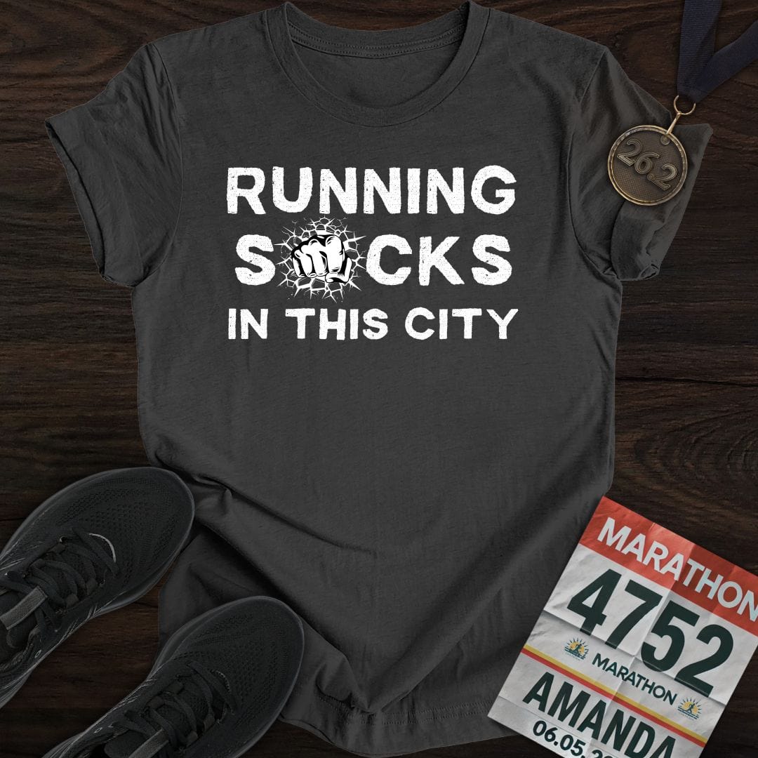 Printify T-Shirt Dark Heather / S City Runs, Zero Fun T-shirt