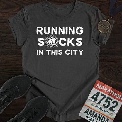 Printify T-Shirt Dark Heather / S City Runs, Zero Fun T-shirt