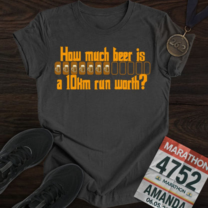 Printify T-Shirt Dark Heather / S Drink Beer and Run 10KM