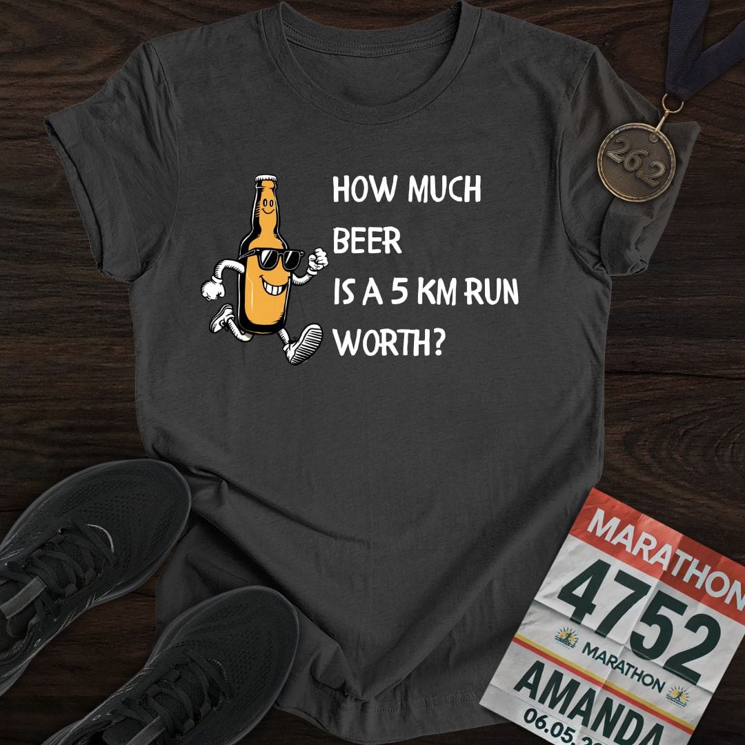 Printify T-Shirt Dark Heather / S Drink Beer Run 5KM T-Shirt