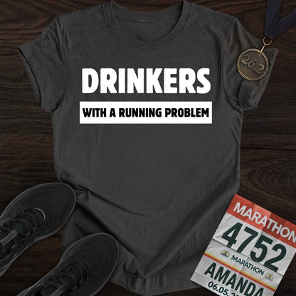 Printify T-Shirt Dark Heather / S Drinkers With A Running Problem T-Shirt