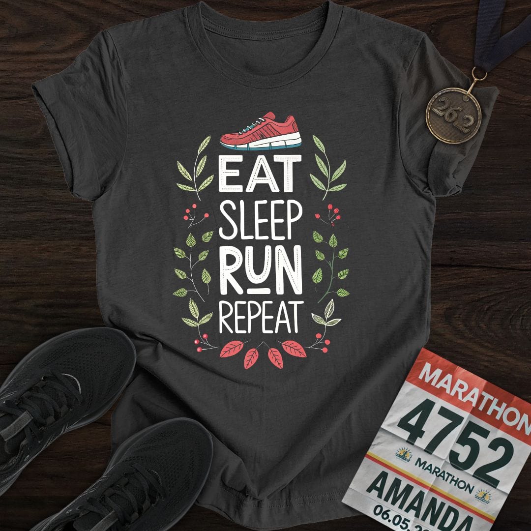 Printify T-Shirt Dark Heather / S Eat Sleep Run Repeat -2- T-shirt