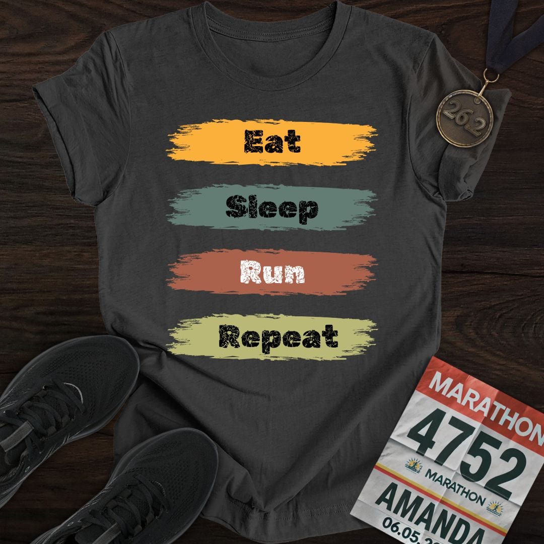 Printify T-Shirt Dark Heather / S Eat Sleep Run Repeat T-Shirt