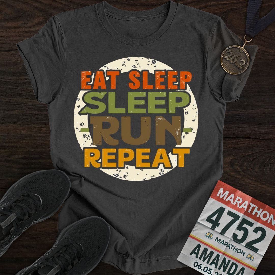 Printify T-Shirt Dark Heather / S Eat Sleep - Sleep Run Repeat T-shirt