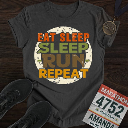 Printify T-Shirt Dark Heather / S Eat Sleep - Sleep Run Repeat T-shirt
