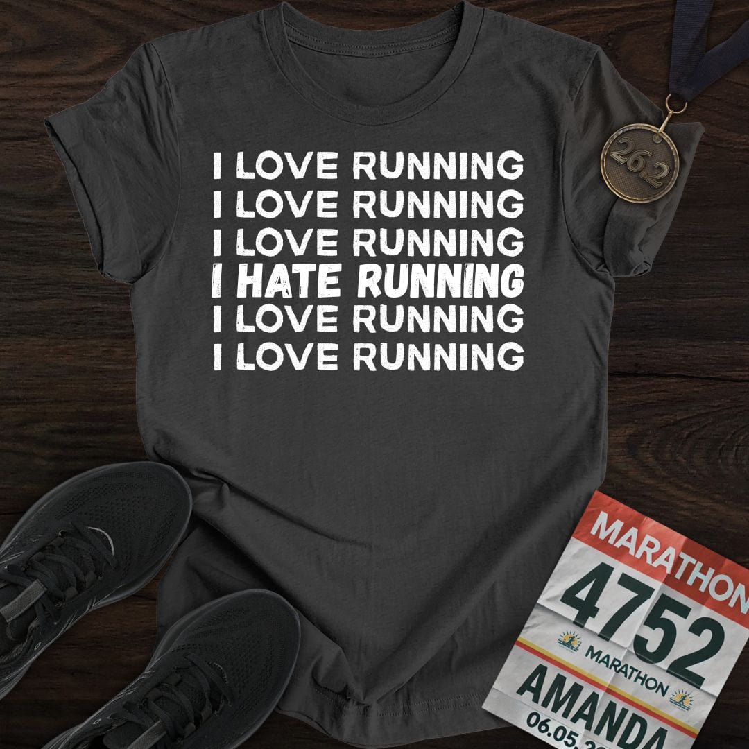 Printify T-Shirt Dark Heather / S I Love Running T-Shirt
