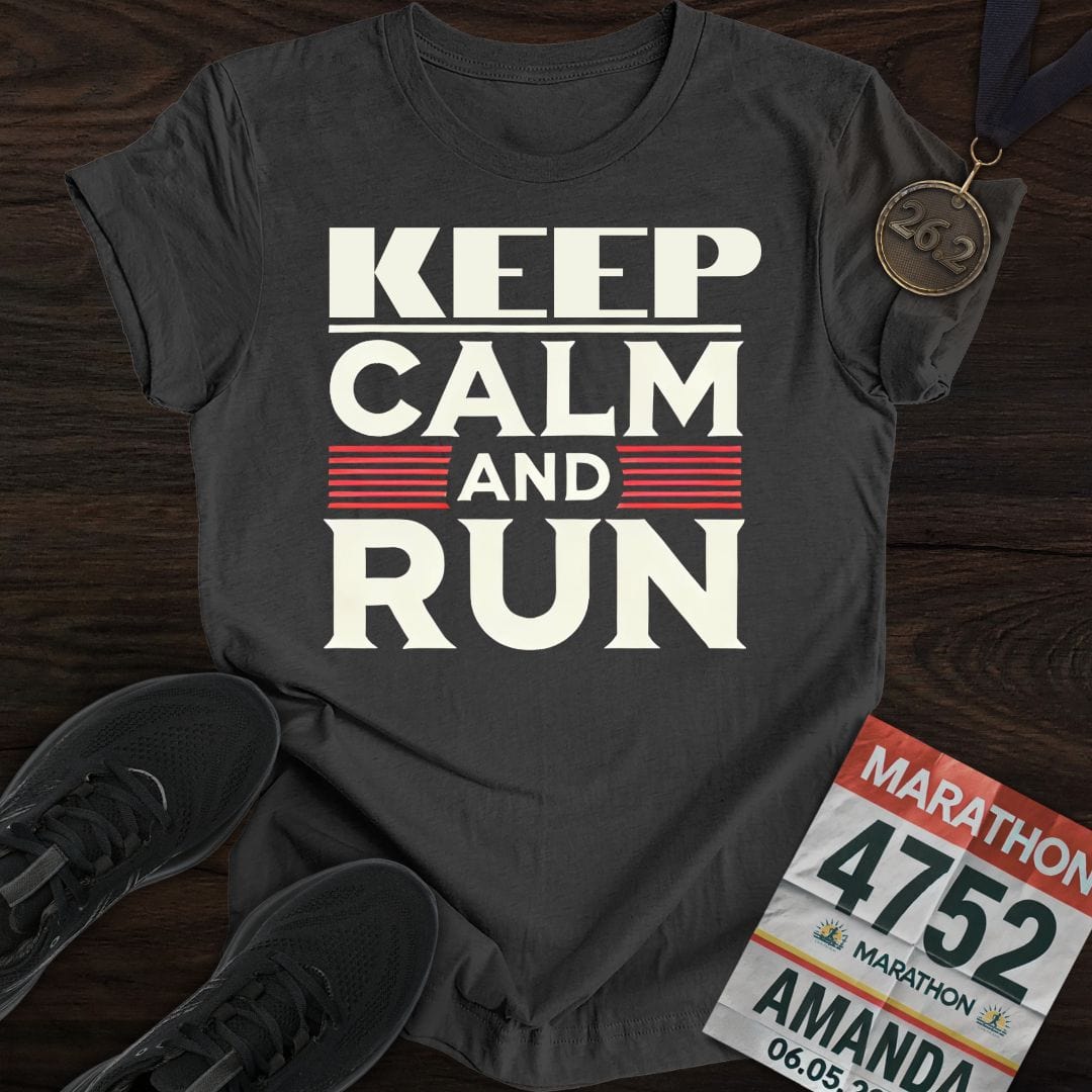 Printify T-Shirt Dark Heather / S Keep Calm and Run T-shirt