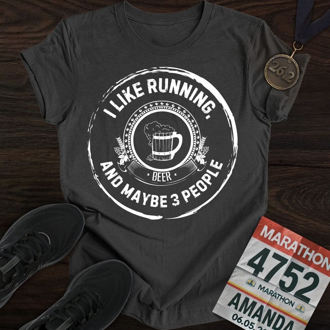 Printify T-Shirt Dark Heather / S Like Running and Beer T-shirt