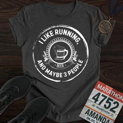 Printify T-Shirt Dark Heather / S Like Running and Beer T-shirt