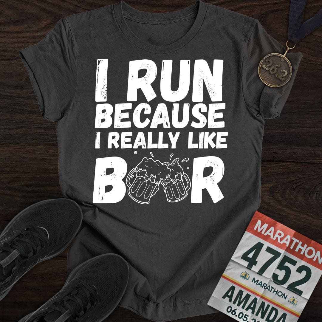 Printify T-Shirt Dark Heather / S Like Running Or Beer T-shirt