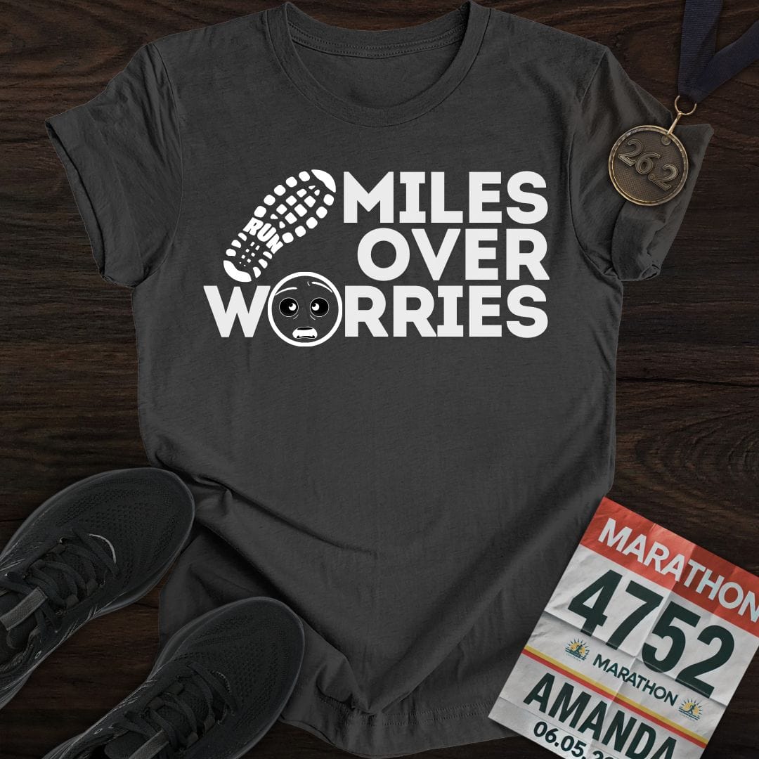 Printify T-Shirt Dark Heather / S Miles Over Worries