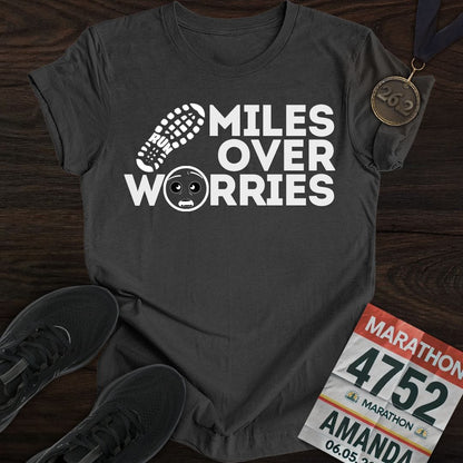 Printify T-Shirt Dark Heather / S Miles Over Worries