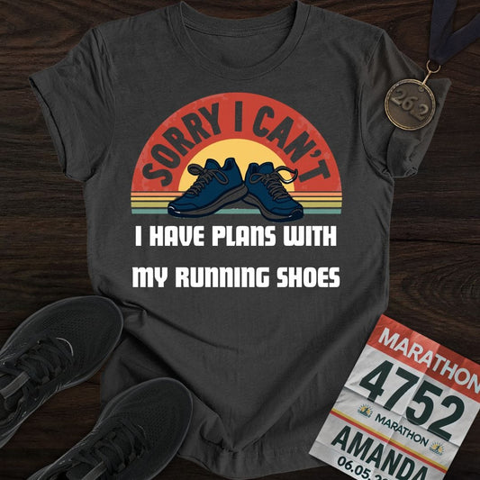 Printify T-Shirt Dark Heather / S Plans With Running Shoes T-shirt