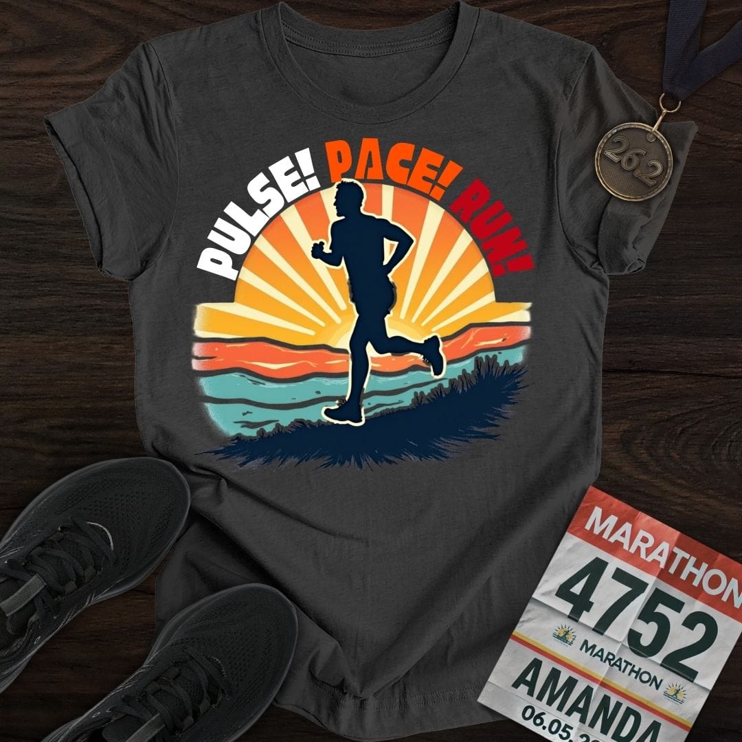 Printify T-Shirt Dark Heather / S Pulse! Pace! Run! T-shirt