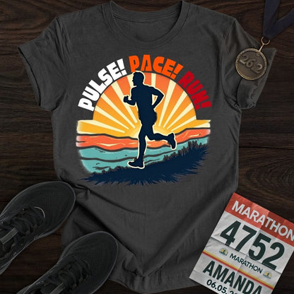 Printify T-Shirt Dark Heather / S Pulse! Pace! Run! T-shirt