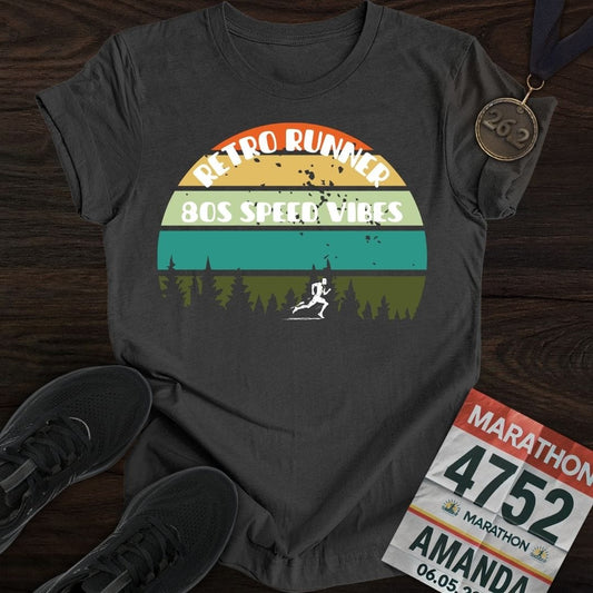 Printify T-Shirt Dark Heather / S Retro Runner: 80s Speed Vibes T-shirt
