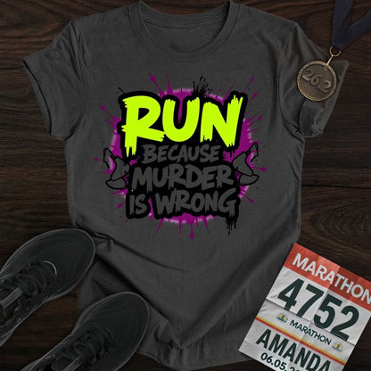 Printify T-Shirt Dark Heather / S Run Against Murder T-shirt