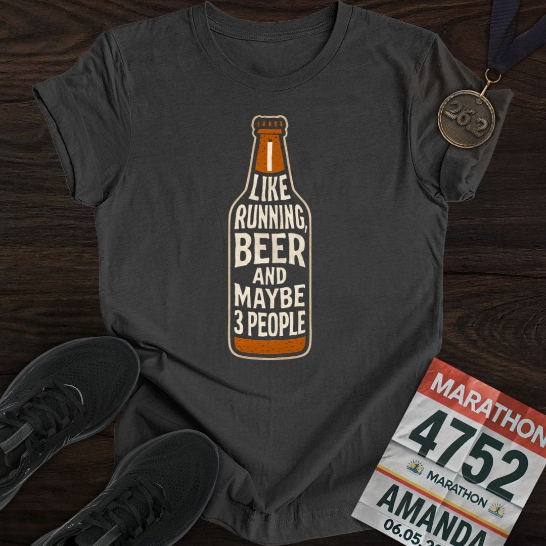 Printify T-Shirt Dark Heather / S Run And Beer T-Shirt
