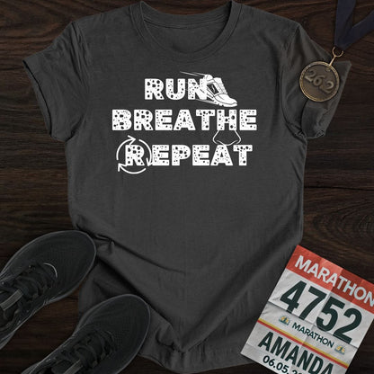 Printify T-Shirt Dark Heather / S Run Breathe Repeat T-Shirt